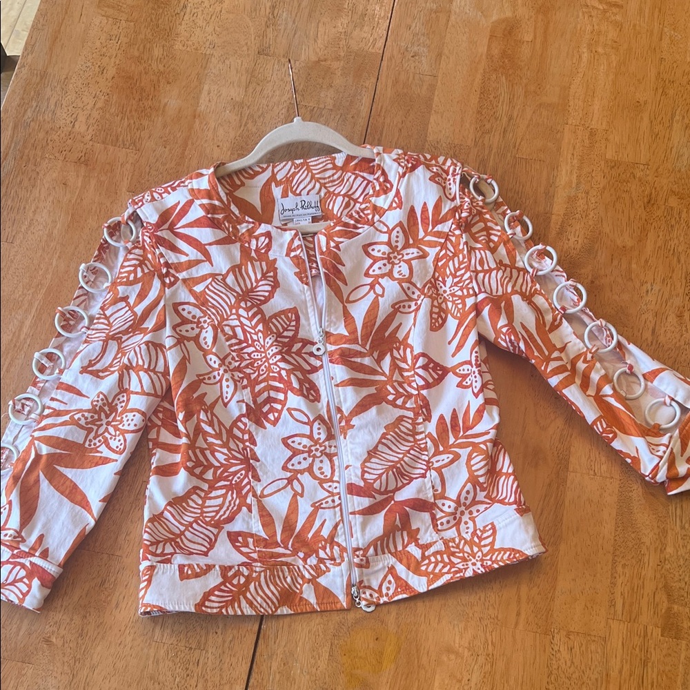 Joseph Ribkoff Orange and White Floral Jacket